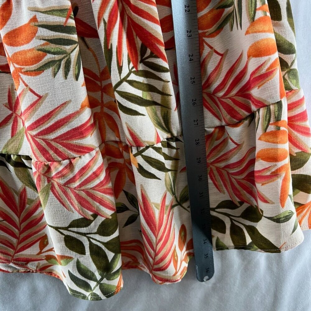 Madden NYC Dress Womens Sz L Juniors Flutter Sleeve Cut Out Boho Tropical Orange - Picture 12 of 13